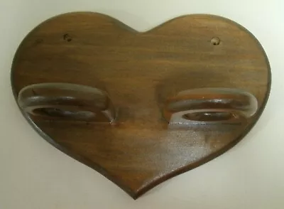 Vintage Wood Heart Shaped Wall Mounted Hair Dryer Holder • $10