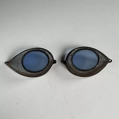 Antique Cinder Goggles Blue Lens Civil War Era  Railroad. Steampunk  Safety • $32