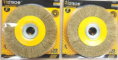 2PC 8'' Crimped Wire Wheel Brush 1'' Thick Deburring Bench Grinder 590312 • $29.99