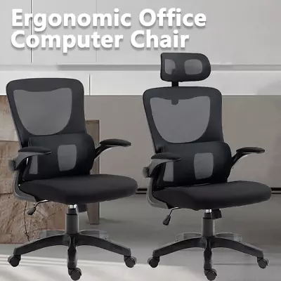 Ergonomic Office Chair Seat Adjustable Height Leather Mesh Back Korean Made • $85.99