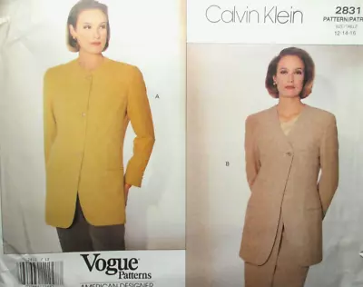 Vogue American Designer Pattern 2831 Calvin Klein Size-Large 12-14-16 • $20