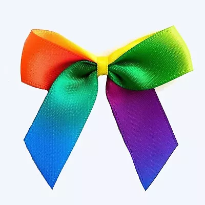 FULL COLOUR SATIN BOWS Pre Tied 3/5/10cm SMALL - LARGE Ribbon Wedding Crafts • £1.58