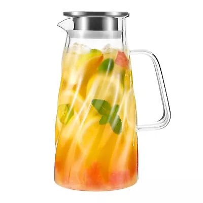 VEVOK CHEF Glass Pitcher With Lid For Fridge Iced Tea Pitcher 57 OZ 1.7L Sun ... • $34.55