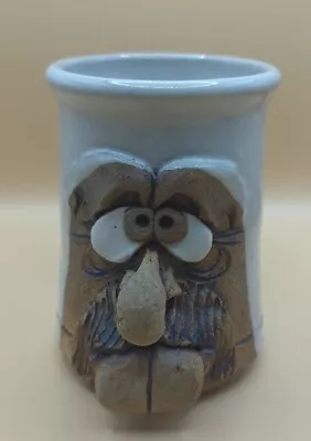 Vintage Ugly Funny Face 3D Pottery Mug MAHON Style Stoneware Handmade EUC Signed • $20.75