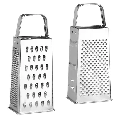 4 Sided Box Cheese Grater Stainless Steel 8 Inch Kitchen Vegetable Slicer Cutter • £4.95