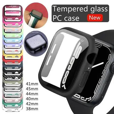 For Apple Watch Series 3/4/5/6/7/SE/8 Case Tempered Glass Screen Protector Cover • £3.98