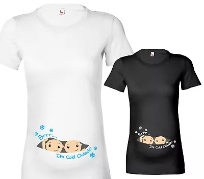 Womens 'Twins It's Cold Outside..' Maternity T-Shirt Pregnancy Top Xmas Gift • £12.25