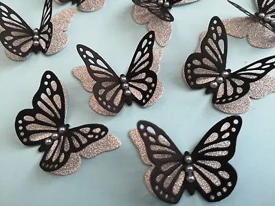 £4.50 • Buy Paper Butterflies Hen Night Party Table Decorations Silver & Black 15pcs