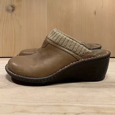 UGG Australia Gael  Wedge Comfort Mule Clogs US 8 Chestnut Leather Sweater Cuff • $29.99