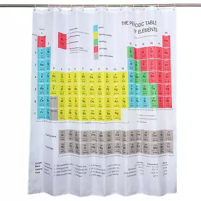 70.86in Chemistry Periodic Table Geek Educational Fabric Shower Curtain Digital • $23.12