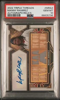 Manny Ramirez 2022 Topps Triple Threads Autograph Relics /27 PSA 10 Gem Mint • $350