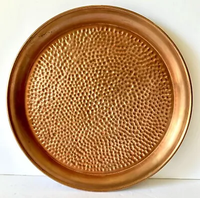 Vintage Round Hammered Copper Serving Tray • $55