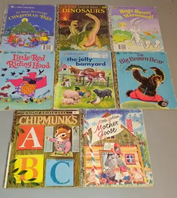 Lot Of 8 Vintage Little Golden Books Brown Bear Mother Goose Chipmunks Dinosaurs • $6.99