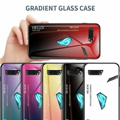 Glass Gradient Gradient Color Phone Case For LG G9 G6 G7 G8 Asus ROG 2 3 5 Z5S • £4.78