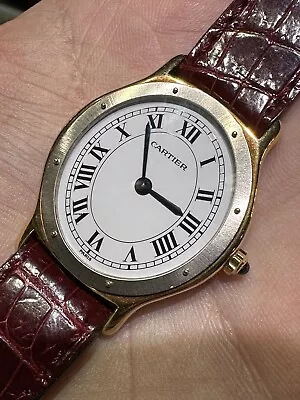 Cartier Arcade 96060 27x34mm 18kt Yellow And White Vintage Watch Manual Wind • $5895