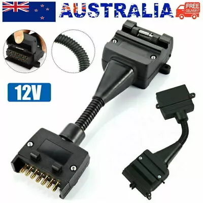 Car Trailer Adaptor Plug 7 Pin Flat Male Plug To 12 Pin Female Flat CARAVAN • $14.76