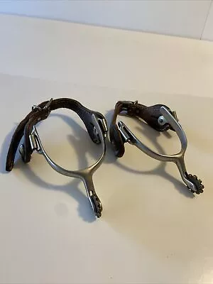 Set Of 2 Vintage Working Cowboy Saddlery Spurs With Leather Straps • $77.15