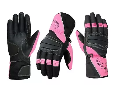 Ladies Pink / Black Womens Motorbike / Motorcycle / Motocross Textile Gloves • £14.99