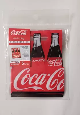 Coca Cola Gift Zip Bag (5 Pack) No Gusset Logo Daiso (13 X 11cm) Resealable NEW • £4.98