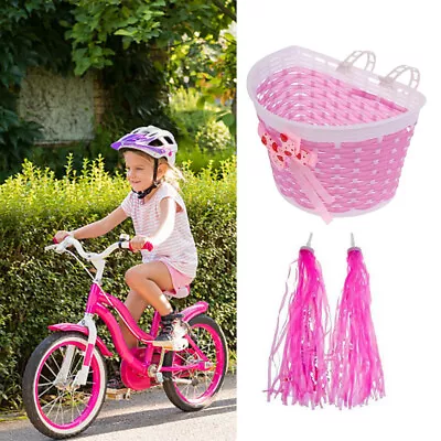 Girl Kids Bike Front Basket Handlebar Tassel Handwoven With Streamer Bowknot • $15.79