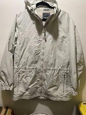 Pacific Trail Womens Beige Zip Up Hooded Jacket Rain Coat Medium Lightweight • $9.95