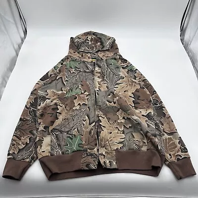 VTG 90s Mens Cabela's Camouflage Advantage Brown Toned Full Zip Hoodie USA Large • $99.99