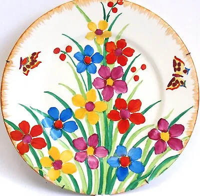 Fine Art Deco 1930s Maling Hand-painted Wall Plaque - Flowers And Butterflies • £65