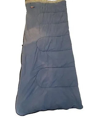 Coleman Sleeping Bag Blue Flannel Lined Hunting Camping 1970 75x31 HD Zipper Vtg • $51.99