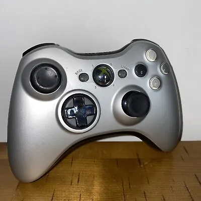 Genuine Microsoft Xbox 360 Satin Silver Chrome Black Wireless Controller Remote • £10.50