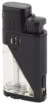 Black Rubber Matte Vector Twister Dual Flame Jet Torch Cigar Butane Lighter 9311 • $34.95