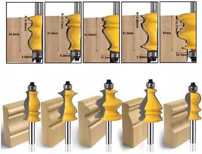 LEATBUY Architectural Molding Router Bit Set 1/4-Inch Shank 5 PCS Corner Rou... • $85