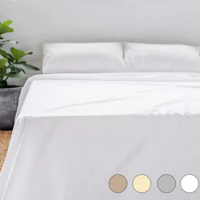 Luxury 230 Thread 100%Egyptian Cotton Soft Silky Satin Sateen Flat Top Bed Sheet • £19.80