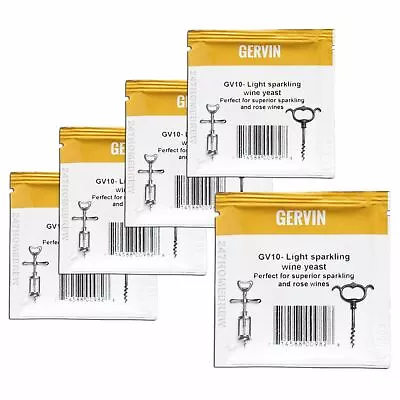 £14.23 • Buy 5x Gervin GV10 Wine Yeast 5g Champagne & Dessert Wines 18.5% 5-23L