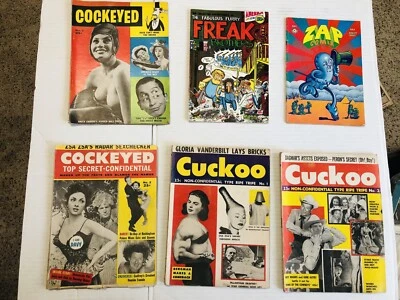 $350 • Buy Lot Of 6 VTG Adult Humor Mags Zap, Freak Brothers, Cuckoo, Cockeyed
