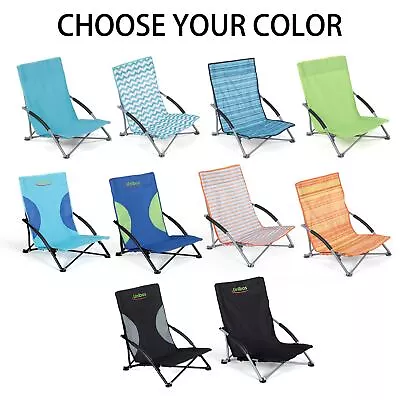 Low Folding Beach/Fishing/Camping Deck Chair Outdoor Garden Lounger • £19.95