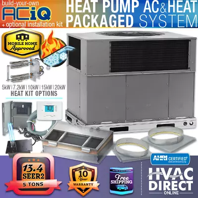 ACiQ 5 Ton AC Ducted Central Air Heat Pump Package Unit System Kit 13.4 SEER2 • $4550