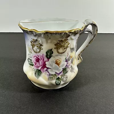 Hand Painted Nippon Mustache Cup Gold Gilt Roses Vintage Porcelain Japan • $10.99