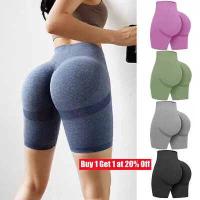 Women High Waist Gym Shorts Butt Lift Scrunch Workout Yoga Pants Sports Leggings • £8.20