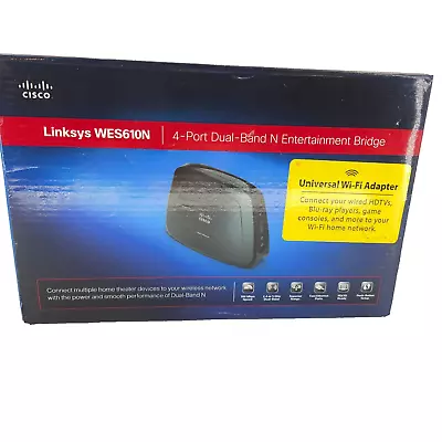 Cisco Linksys WES610N 4 Port Dual Band N Entertainment Bridge - OPEN Box • $64.95