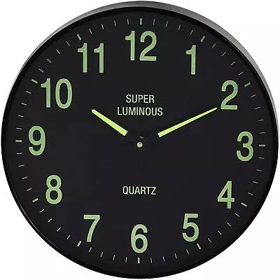 £12.95 • Buy 30CM Large Luminous Round Wall Clock Silent Home Digital Clock Glow In The Dark