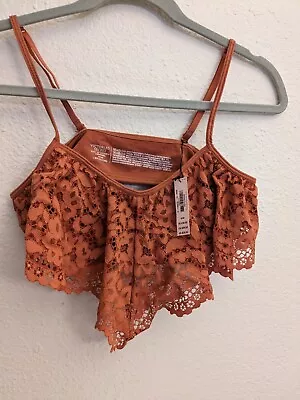 Victoria’s Secret Flutter Bandeau Bralette Bra Top Burnt Orange Lace M • $14.95