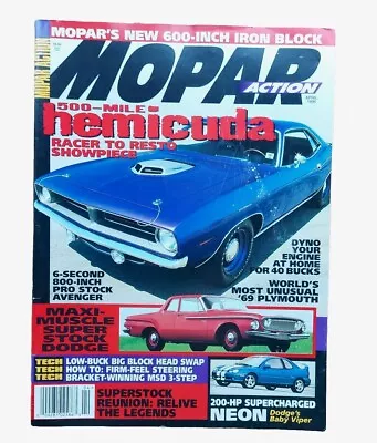 Mopar Action Magazine April 1996 Good Condition Hemicuda Dodge Plymouth Chrysler • $5.97