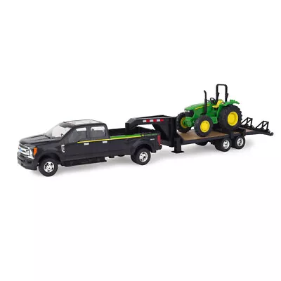 1:32 John Deere Ford F-350 Pickup Truck & Trailer With 5075E Tractor Replica Toy • $49.95