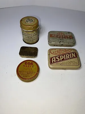 Antique Brunswick Dental Floss 666 Salve Aspirin Vintage Sample Tins Rare • $10.99