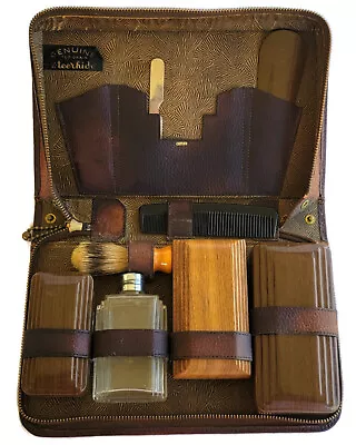 Grooming Travel Kit Vintage Mens Gentlemens Toiletry CAMEO Leather Steerhide • $16.92