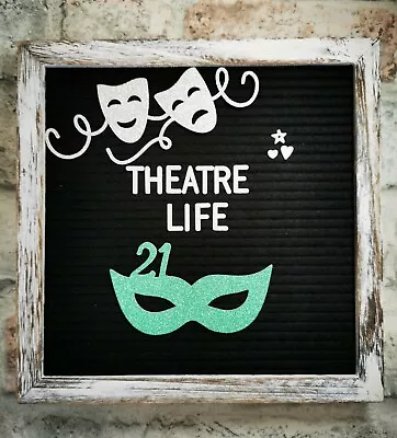 £2.50 • Buy Theatre Theme Cake Topper, Mask, Masked Ball With Age, Glitter Card, Custom Cake