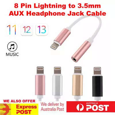 8 Pin To 3.5mm AUX Headphone Audio Jack Adapter IPhone XS Max XR X 8 7 IOS14 • $5.48