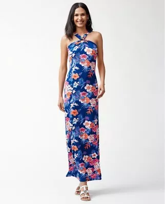 Tommy Bahama Women’s Mira Dora Multicolor Floral Tropical Halter Maxi Dress Sz M • $42