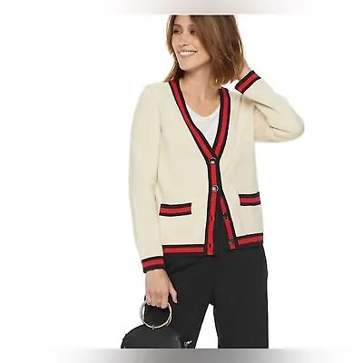 Popsugar Varsity Striped V-Neck Women’s Buttoned Cardigan Size M • $20