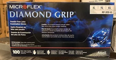  Microflex Diamond Grip Powder Free Latex Exam Gloves MF300XL (Box Of 100) • $25.95